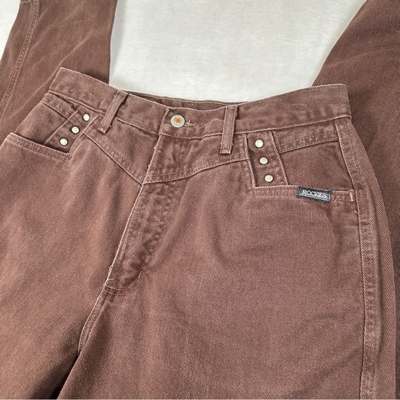 Rocky Mountain 90s western mom jeans high rise cowgirl Brown Denim bareback - Picture 3 of 12
